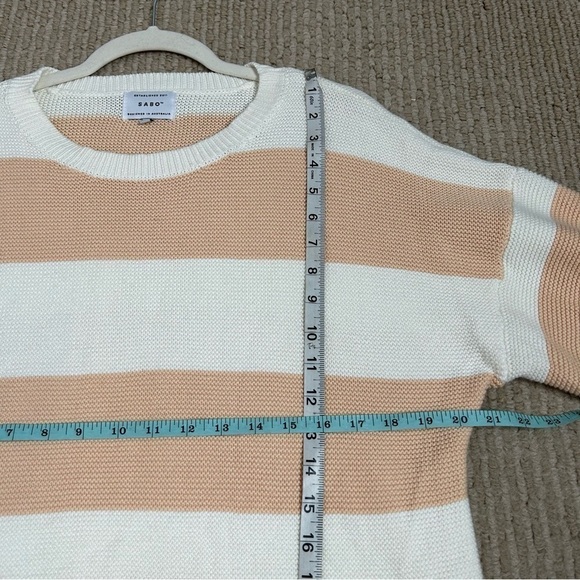 SABO Chunky Knit Slouchy Striped Balloon Sleeve Sweater - Picture 11 of 12